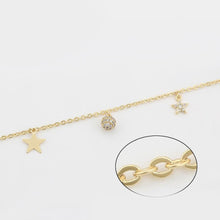 Charger l'image dans la galerie, 14 K Gold Plated stars bracelet with white zirconium - BIJUNET