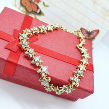 Load image into Gallery viewer, 14 K Gold Plated stars bracelet with white zirconium - BIJUNET