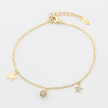 Charger l'image dans la galerie, 14 K Gold Plated stars bracelet with white zirconium - BIJUNET
