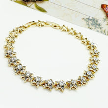 Load image into Gallery viewer, 14 K Gold Plated stars bracelet with white zirconium - BIJUNET