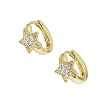 Cargar imagen en el visor de la galería, 14 K Gold Plated stars earrings with white zirconium - BIJUNET