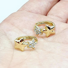 Cargar imagen en el visor de la galería, 14 K Gold Plated stars earrings with white zirconium - BIJUNET