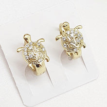 Load image into Gallery viewer, 14 K Gold Plated tortoise earrings with white zirconium - BIJUNET