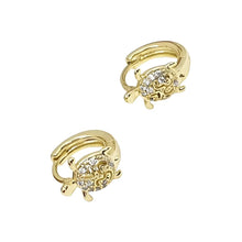 Load image into Gallery viewer, 14 K Gold Plated tortoise earrings with white zirconium - BIJUNET