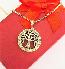 Cargar imagen en el visor de la galería, 14 K Gold Plated Tree of Life pendant with white zirconium - BIJUNET