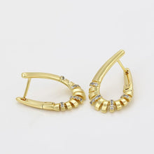 Load image into Gallery viewer, 14 K Gold Plated twisted earrings with white zirconium - BIJUNET