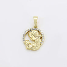 Load image into Gallery viewer, 14 K Gold Plated Virgin Mary and Jesus pendant with white zirconium - BIJUNET