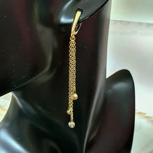 Load image into Gallery viewer, 14 K Gold Plated waterfall drop earrings with white zirconia