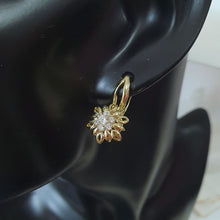 Load image into Gallery viewer, 14 K Gold Plated flower earrings with white zirconium - BIJUNET