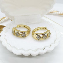 Load image into Gallery viewer, 14K Gold Plated hoops earrings with white zirconium - BIJUNET