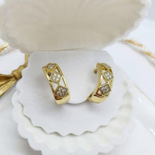 Load image into Gallery viewer, 14K Gold Plated hoops earrings with white zirconium - BIJUNET