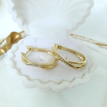 Load image into Gallery viewer, 14 K Gold Plated earrings with white zirconia