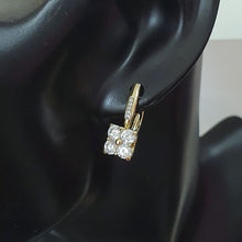 Load image into Gallery viewer, 14 K Gold Plated flower earrings with white zirconia