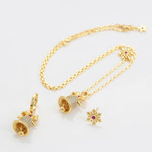 Load image into Gallery viewer, 14 K Gold Plated Christmas necklace and earrings set with white zirconia