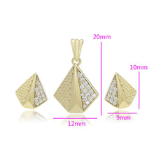 Cargar imagen en el visor de la galería, 14 K Gold Plated pendant and earrings set with white zirconia