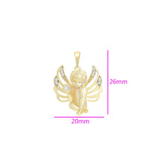 Charger l'image dans la galerie, 14 K Gold Plated cherub pendant with white zirconia
