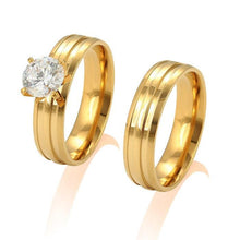 Charger l'image dans la galerie, 24 K Gold Plated double ring with white zirconium - BIJUNET