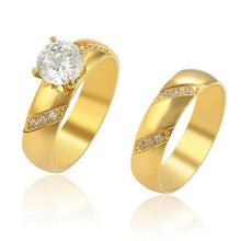 Charger l'image dans la galerie, 24 K Gold Plated double ring with white zirconium - BIJUNET