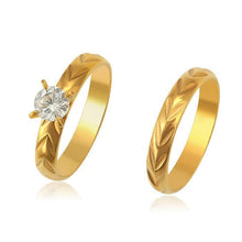 Charger l'image dans la galerie, 24 K Gold Plated double ring with white zirconium - BIJUNET