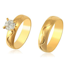 Cargar imagen en el visor de la galería, 24 K Gold Plated double ring with white zirconium - BIJUNET