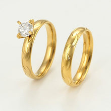 Cargar imagen en el visor de la galería, 24 K Gold Plated double ring with white zirconium - BIJUNET