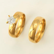 Cargar imagen en el visor de la galería, 24 K Gold Plated double ring with white zirconium - BIJUNET