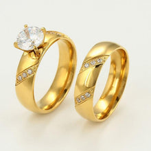 Charger l'image dans la galerie, 24 K Gold Plated double ring with white zirconium - BIJUNET