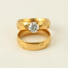 Charger l'image dans la galerie, 24 K Gold Plated double ring with white zirconium - BIJUNET