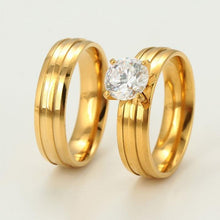 Charger l'image dans la galerie, 24 K Gold Plated double ring with white zirconium - BIJUNET