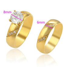 Charger l'image dans la galerie, 24 K Gold Plated double ring with white zirconium - BIJUNET