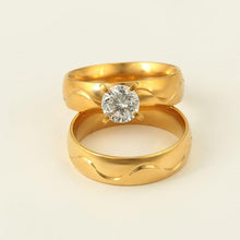 Cargar imagen en el visor de la galería, 24 K Gold Plated double ring with white zirconium - BIJUNET