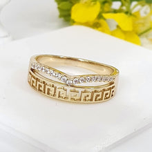 Load image into Gallery viewer, 14 K Gold Plated ring with white zirconium