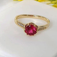 Load image into Gallery viewer, 14 K Gold Plated ring with red zirconium - BIJUNET