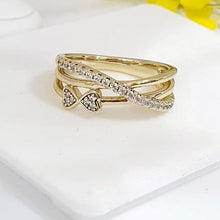 Load image into Gallery viewer, 14-k-gold-plated-bow-ring-with-white-zirconium-bijunet-4d1c