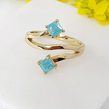 Cargar imagen en el visor de la galería, 14 K Gold Plated ring with turquoise zirconium - BIJUNET