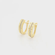 Load image into Gallery viewer, 14 K Gold Plated geometric pendant and earrings set with white zirconia