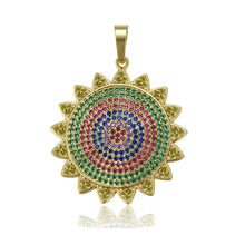 Charger l'image dans la galerie, 14 K Gold Plated sun pendant with coloured zirconia