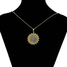 Charger l'image dans la galerie, 14 K Gold Plated sun pendant with coloured zirconia