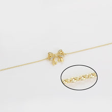 Load image into Gallery viewer, 14 K Gold Plated bow necklace, bracelet and earrings set with white zirconium