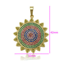 Charger l'image dans la galerie, 14 K Gold Plated sun pendant with coloured zirconia