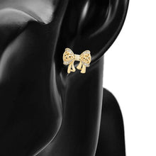 Load image into Gallery viewer, 14 K Gold Plated bow necklace, bracelet and earrings set with white zirconium