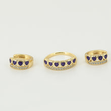 Load image into Gallery viewer, 14 K Gold Plated ring and earrings set with white zirconia