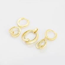 Load image into Gallery viewer, 14 K Gold Plated pendant and earrings set with white zirconia