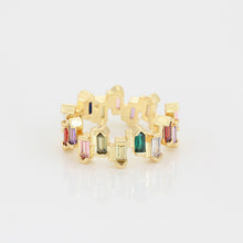Load image into Gallery viewer, 14 K Gold Plated adjustable ring with coloured zirconia