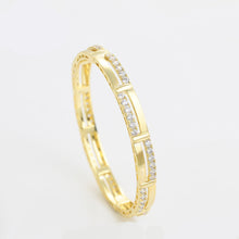 Cargar imagen en el visor de la galería, 14 K Gold Plated bangle with white zirconia