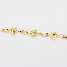 Load image into Gallery viewer, 14 K Gold Plated Exquisite Flower bracelet with white zirconia