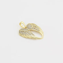 Load image into Gallery viewer, 14 K Gold Plated angel wings pendant and earrings set with white zirconia