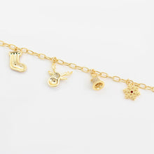Load image into Gallery viewer, 14 K Gold Plated Christmas bracelet and earrings set with white zirconia