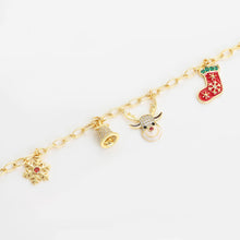 Load image into Gallery viewer, 14 K Gold Plated Christmas bracelet and earrings set with white zirconia