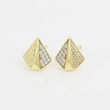 Cargar imagen en el visor de la galería, 14 K Gold Plated pendant and earrings set with white zirconia